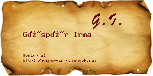 Gáspár Irma névjegykártya
